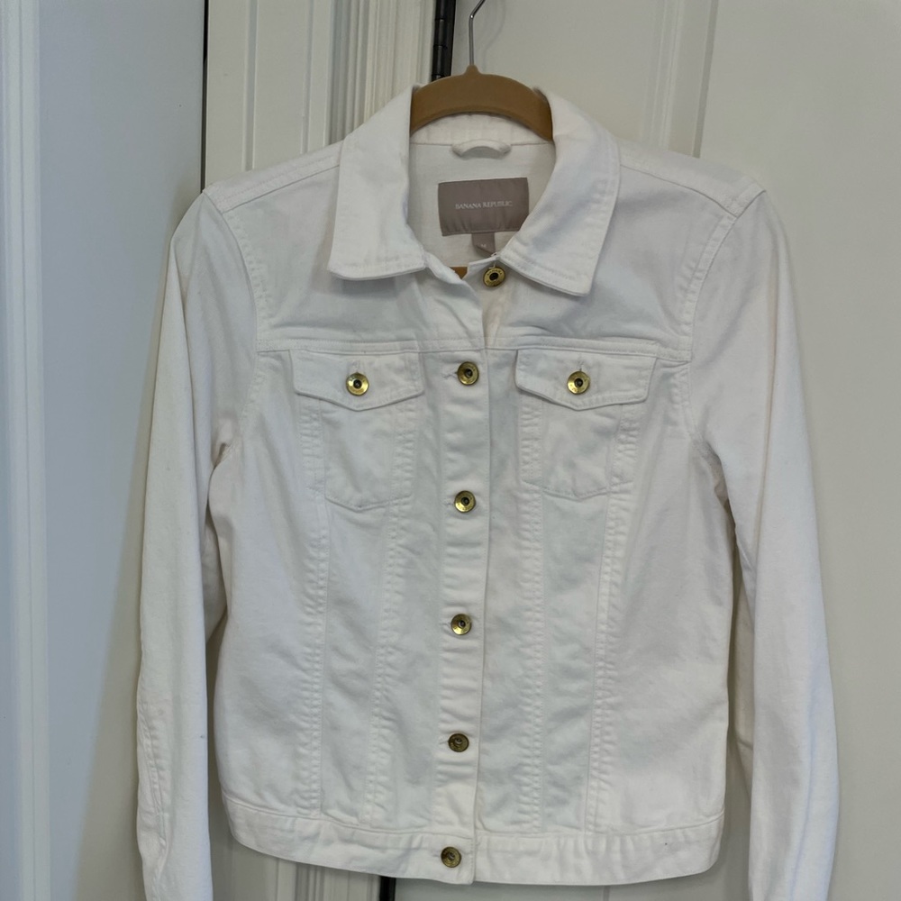 Bright White Denim Jacket from Banana Republic Sz M